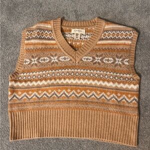 Brown Patterned Sweater Vest